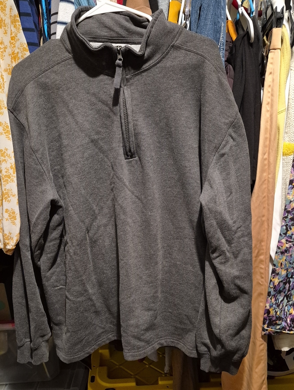 Men's Charcoal Gray Half-Zip Pullover Jacket